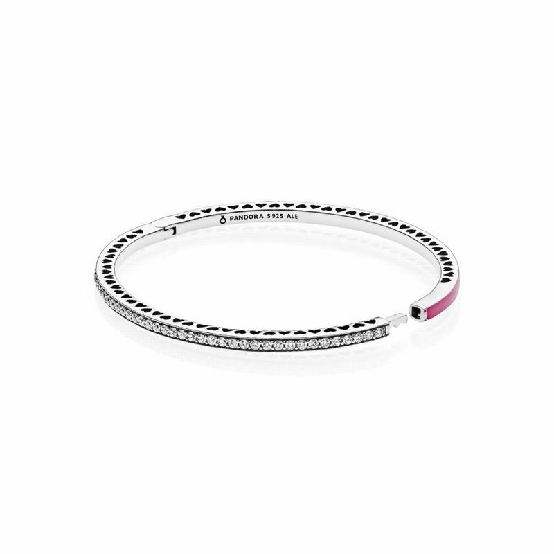 PANDORA Radiant Hearts Bangle Bracelet NZ, Sterling Silver (762130-GYV)